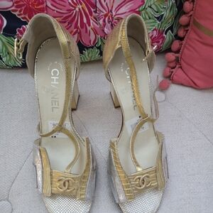 Chanel Gold Women's Heels - worn once - size 38
